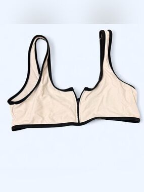 Beige and Black Front-Zip Comfort Bra - Women Intimates